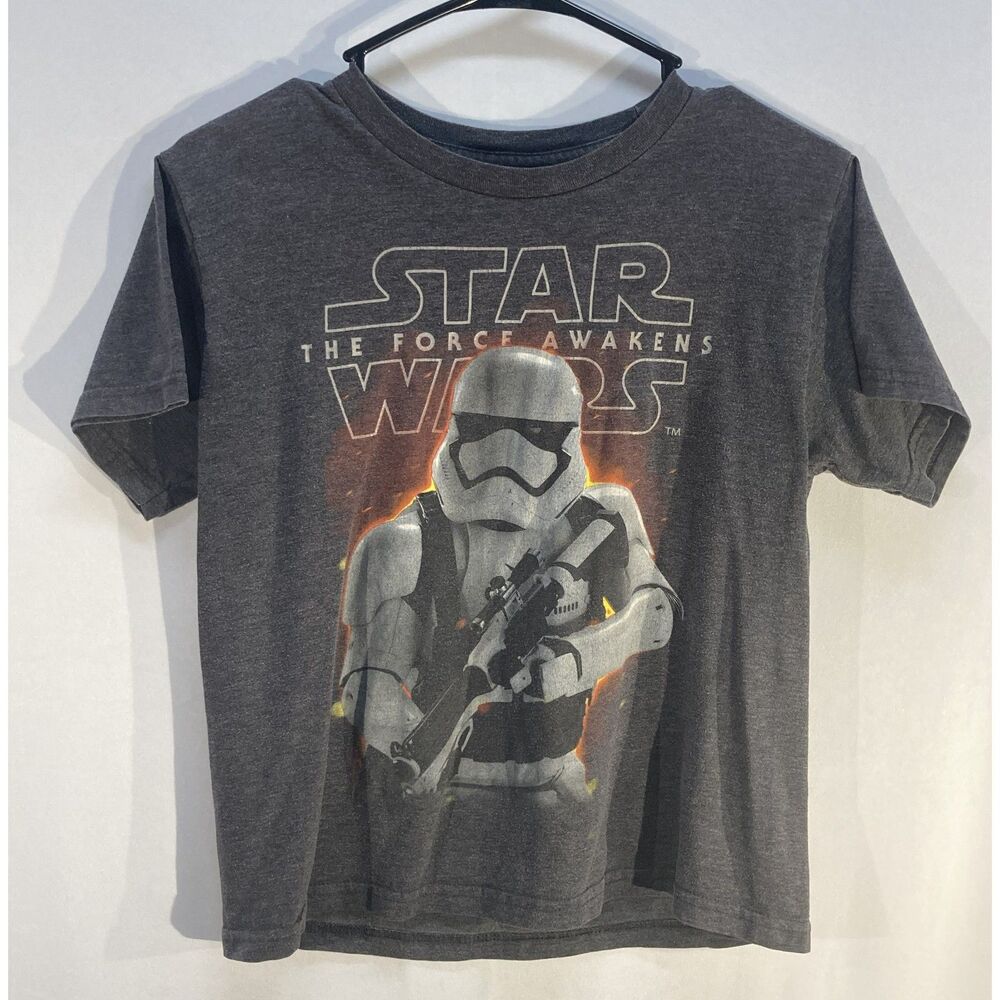 Star Wars Force Awakens Stormtrooper Graphic Tee Sz Youth M Heather Gray SciFi